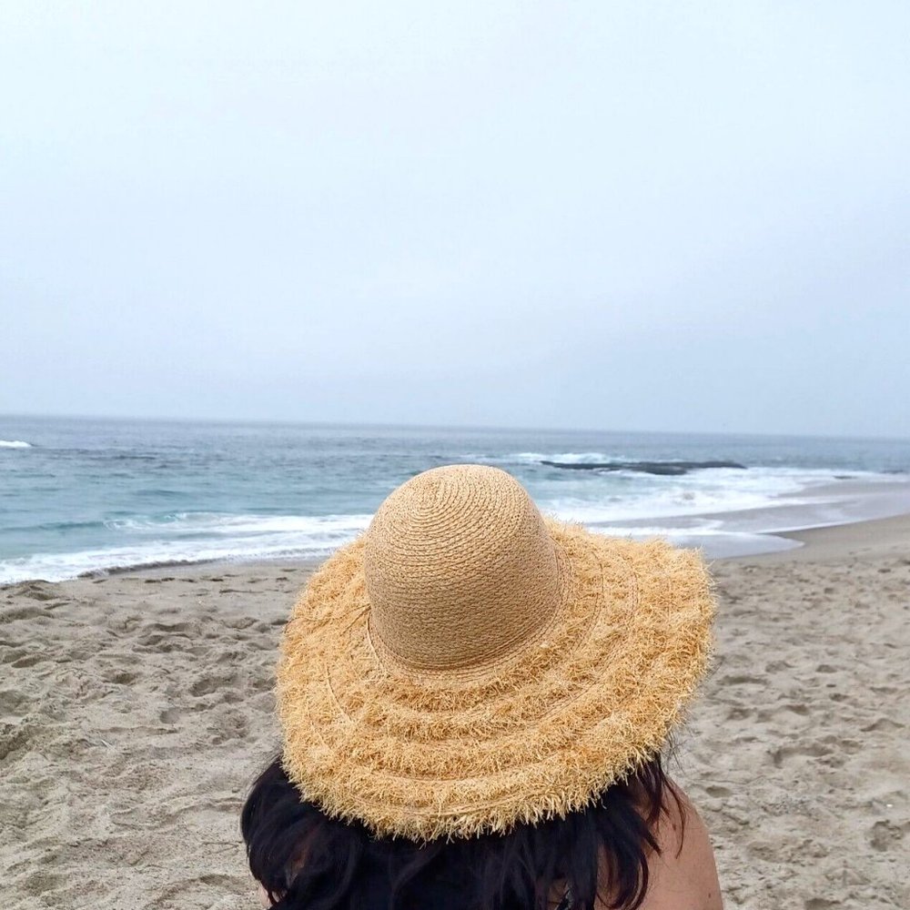 Ralph Lauren Natural Straw Hat Floppy Beach Wide Brim Sun Hat Sz M - Picture 2 of 6
